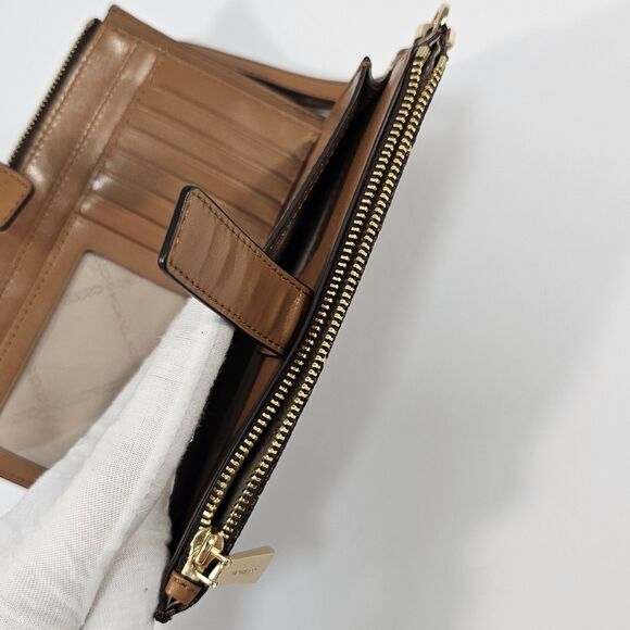 MICHAEL Michael Kors Adele Star Embellished Logo Smartphone Wallet Brown Gold - Picture 4 of 10